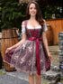 3-teiliges Dirndl für Damen – Midi-Traditionskleid mit Dirndl-Kleid, Schürze und Bluse für das Oktoberfest